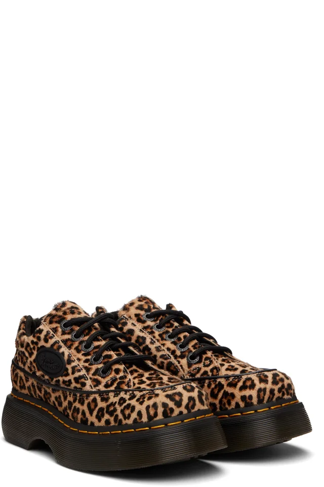 Dr. Martens Tan Buzz 5-Eye Leopard Derbys, photo 4 of 5 from SSENSE