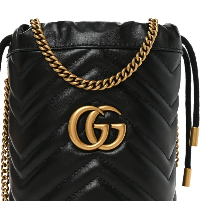 Gucci Matelasse Mini GG Marmont 2.0 Bucket Bag Black in Black Calfskin from FASHIONPHILE, photo 8 of 11