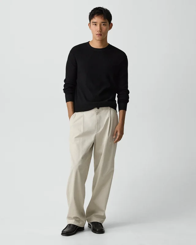 Theory Riland Crewneck Sweater in Light Bilen in BLACK, photo 5 of 14 from Theory
