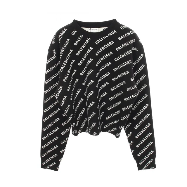 Balenciaga Knit Overall Logo Crew Neck Cotton Wool in Wool from The Reluxe