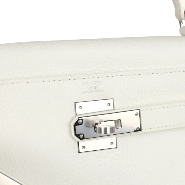 Hermès Kelly Retourne 28 White Clemence Palladium Hardware in White Clemence leather from Madison Avenue Couture, photo 7 of 9