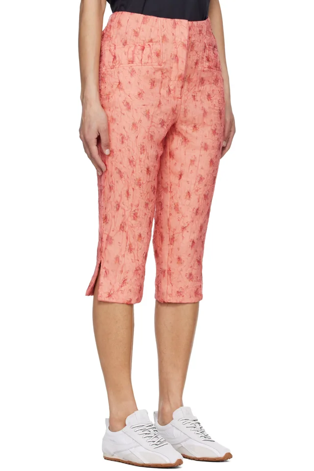 GANNI Pink Shibori Organza Capri Trousers, photo 2 of 4 from SSENSE