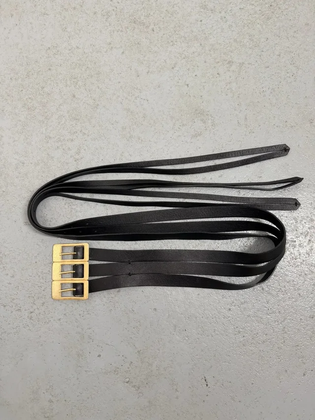 Maison Margiela Triple Buckle Leather Belt in black Leather from Grailed