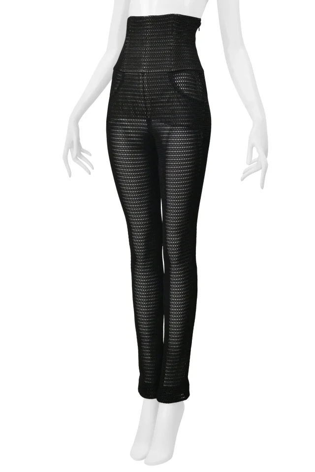 Chanel Black Open Mesh High Waisted Pants in Black Nylon from Resurrection Vintage, photo 5 of 8