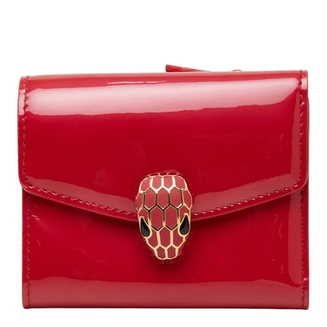 Bvlgari Serpenti Tri-Fold Wallet, Compact Pink/Red Tones, Patent Leather, Wom in red Patent leather from Poshmark