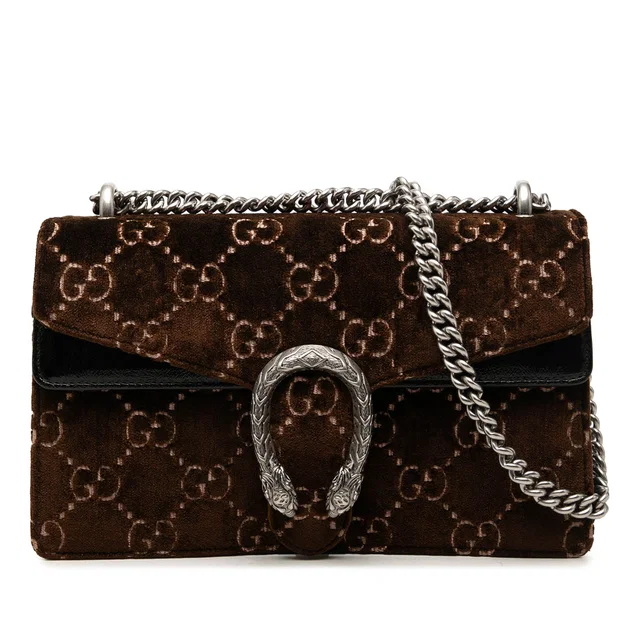 Brown Gucci Medium GG Velvet Dionysus Shoulder Bag in Brown Velvet from Designer Revival