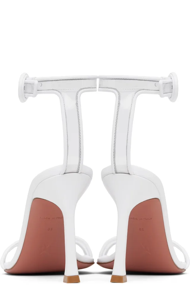 Amina Muaddi White Kim Glass Heeled Sandals, photo 2 of 5 from SSENSE