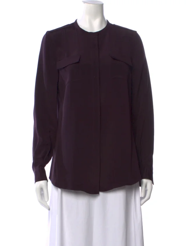 Loro Piana Silk Long Sleeve Blouse in purple Silk from The RealReal