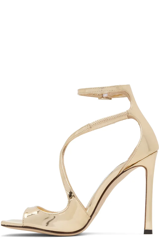 Jimmy Choo Gold Azia 110 Heeled Sandals, photo 3 of 5 from SSENSE