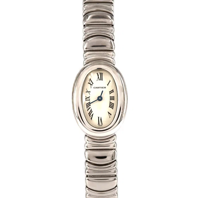 Cartier Mini Baignoire White Gold Quartz in White from LuxUness