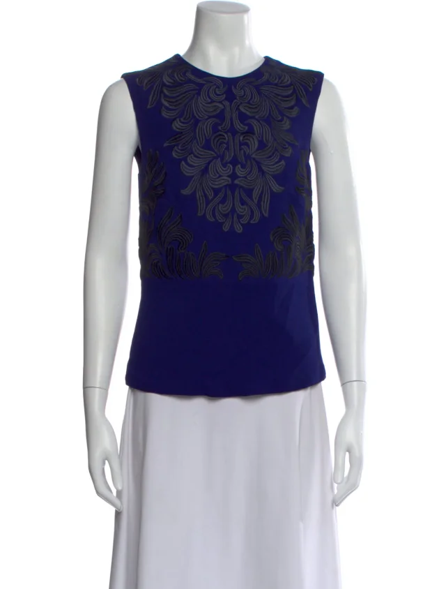 Stella McCartney Graphic Print Crew Neck Top in blue|black from The RealReal