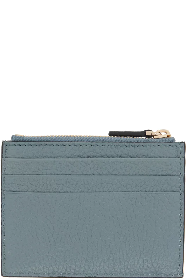 Valentino Garavani Gray Rockstud Grainy Calfskin Card Holder, photo 2 of 2 from SSENSE