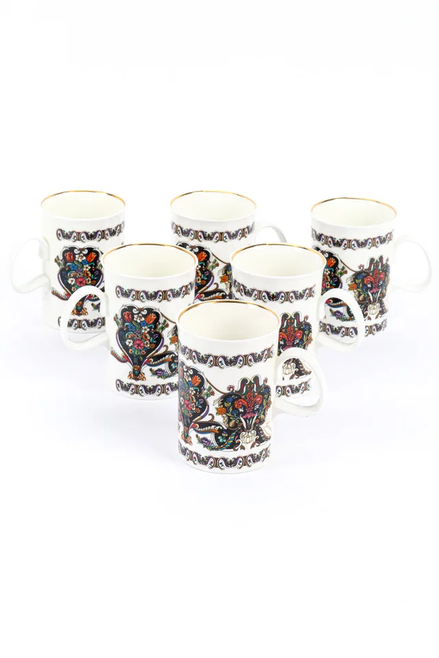 Gucci Gilded Floral Signed Mugs Boxed Set in Velvet from Recess LA