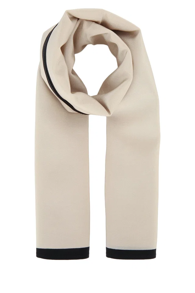 TOTEME Centered Scarf — Cream Silk Scarfs in White Silk from HEWI