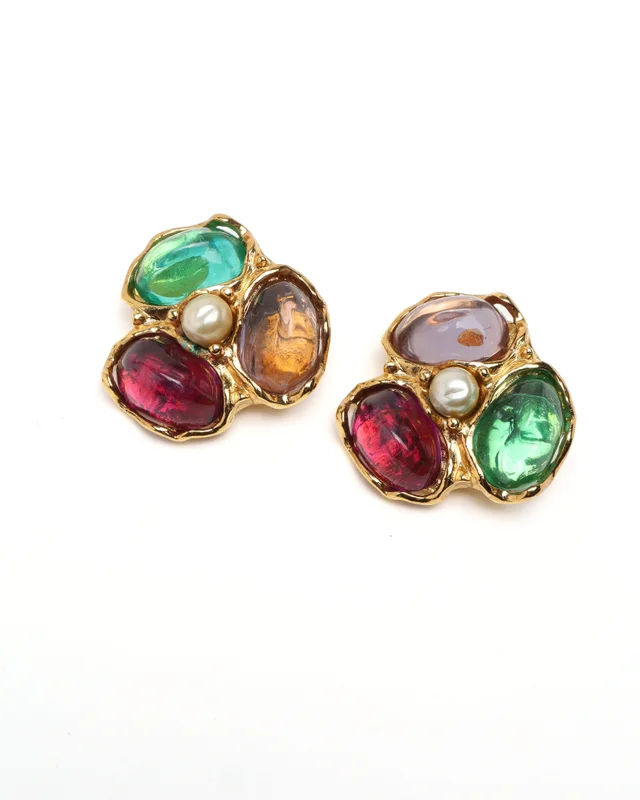 Saint Laurent Stone Clip-on Earrings from A Retro Tale, photo 3 of 3