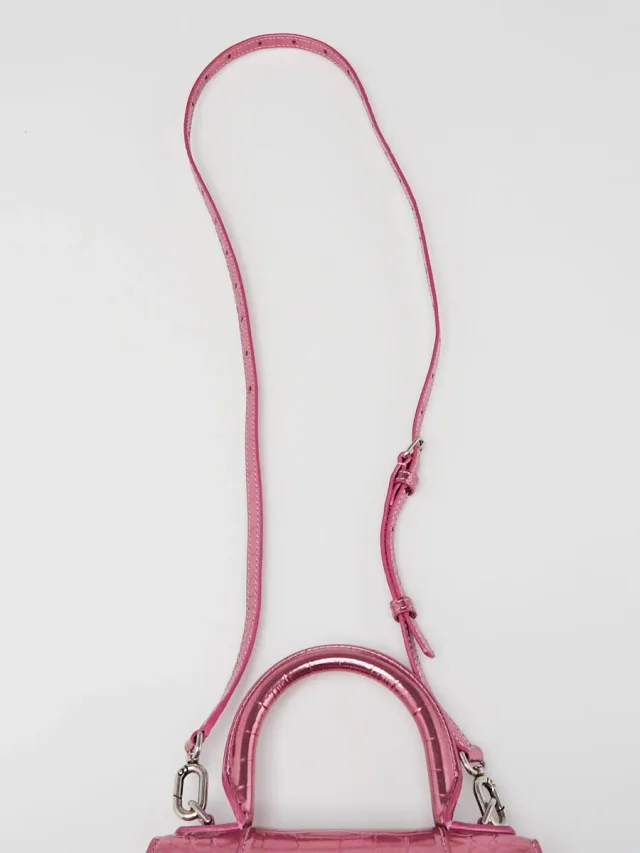 Balenciaga Pink Metallic Croc Embossed Patent Leather Hourglass XS Top Handle Bag in Pink Patent leather from Yoogis, photo 6 of 11