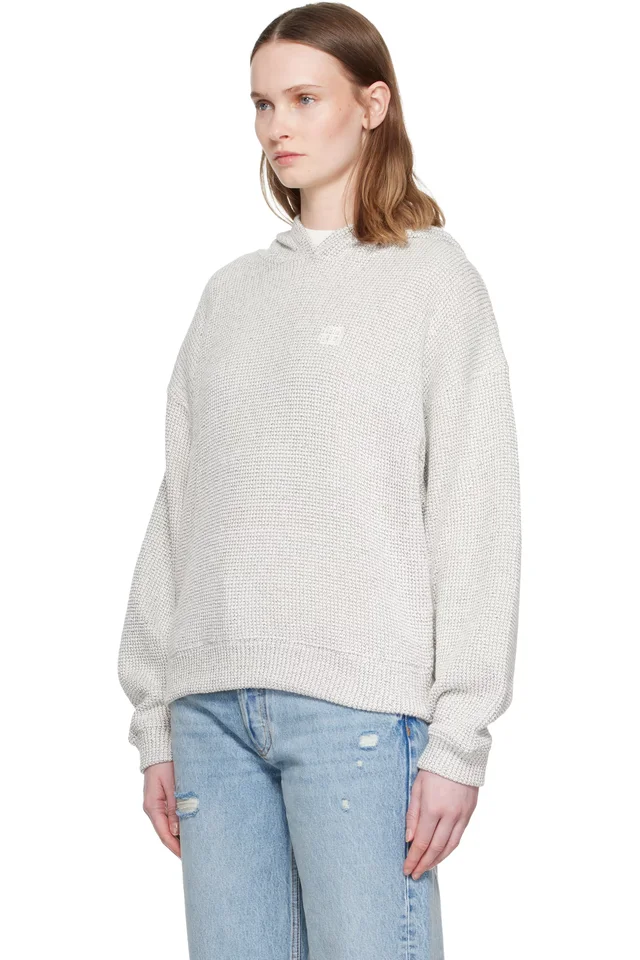 ANINE BING Off-White & Black Framed Monogram Alec Hoodie, photo 4 of 5 from SSENSE