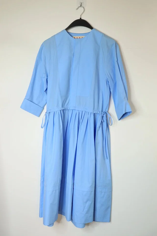 Marni Cotton Poplin Midi Dress - Uk 6, Women's (Size Xs) in blue from Grailed