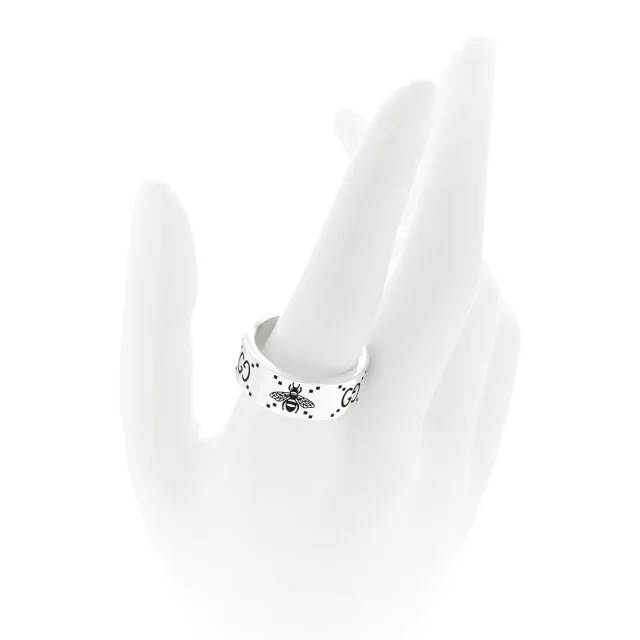 Gucci Sterling Silver GG Bee Band Ring 65 11 in Silver from FASHIONPHILE, photo 2 of 5