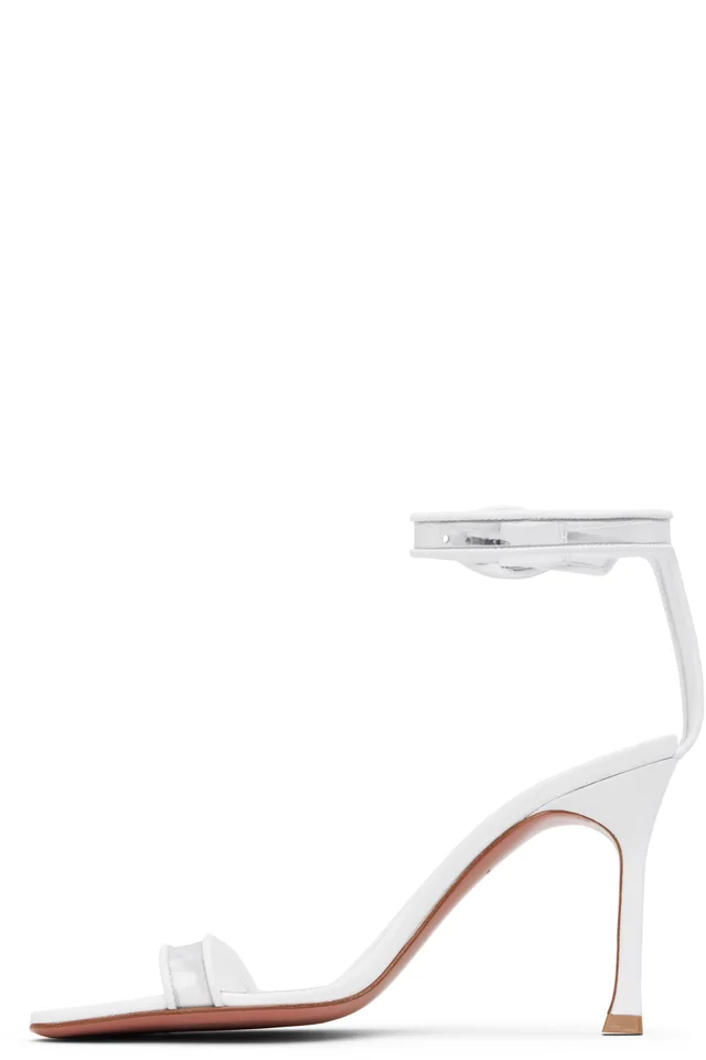 Amina Muaddi White Kim Glass Heeled Sandals, photo 3 of 5 from SSENSE