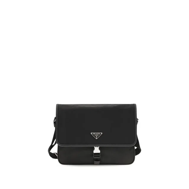 Prada Black Recycled Polyamide Shoulder Bag in Black Saffiano leather from HEWI