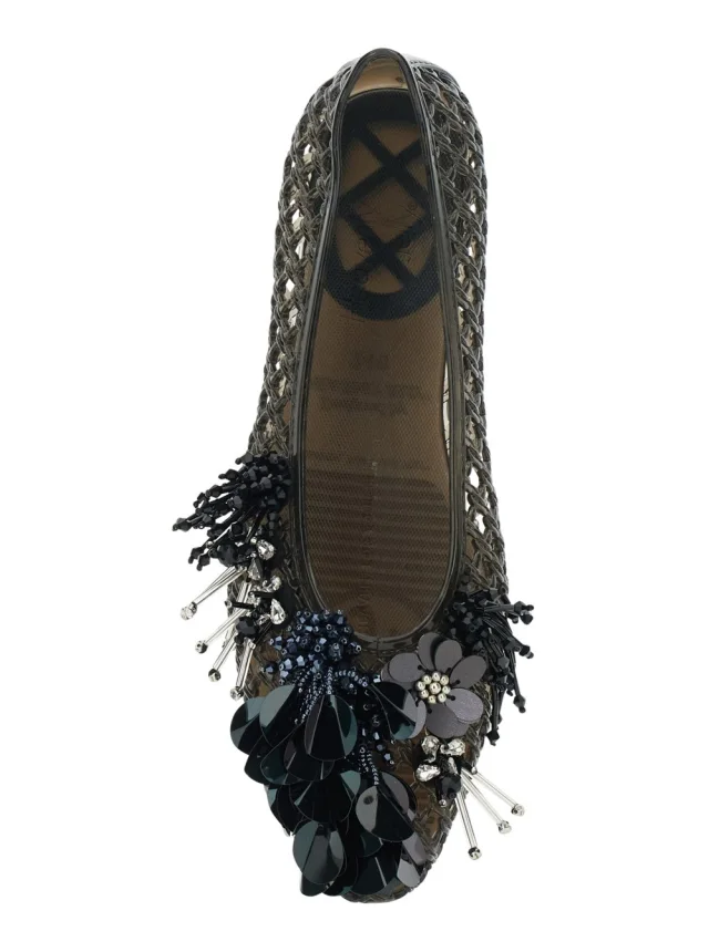 HEAVENLY JELLY 'Glam Jelly' Black Ballet shoes with Rhinestone Details on the Front in Tech Fabric Women in Black, photo 7 of 8 from Gaudenzi Boutique