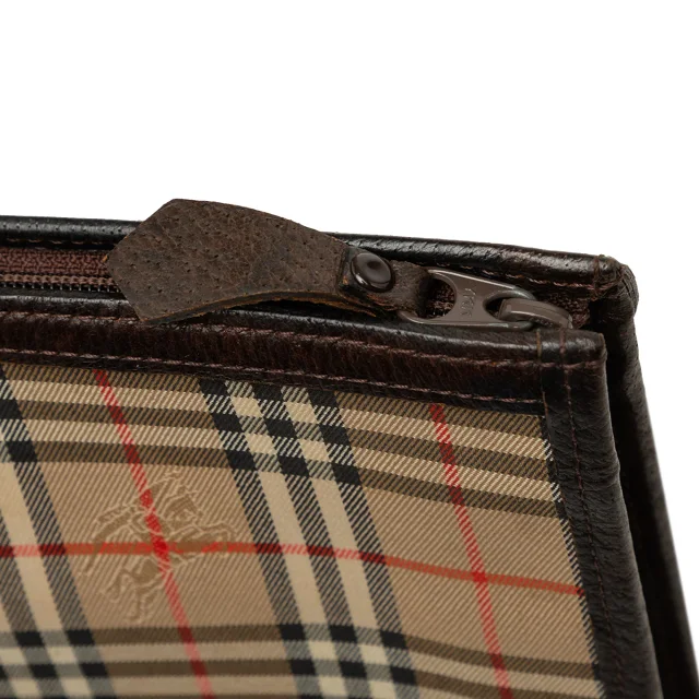 Beige Burberry Haymarket Check Canvas Clutch in Beige Canvas from Designer Revival, photo 9 of 10