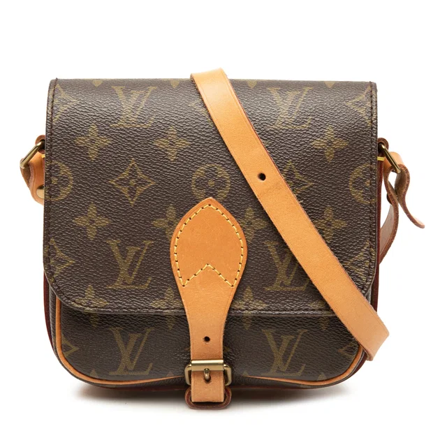 Brown Louis Vuitton Monogram Cartouchiere PM Crossbody Bag in Brown Coated canvas from Designer Revival