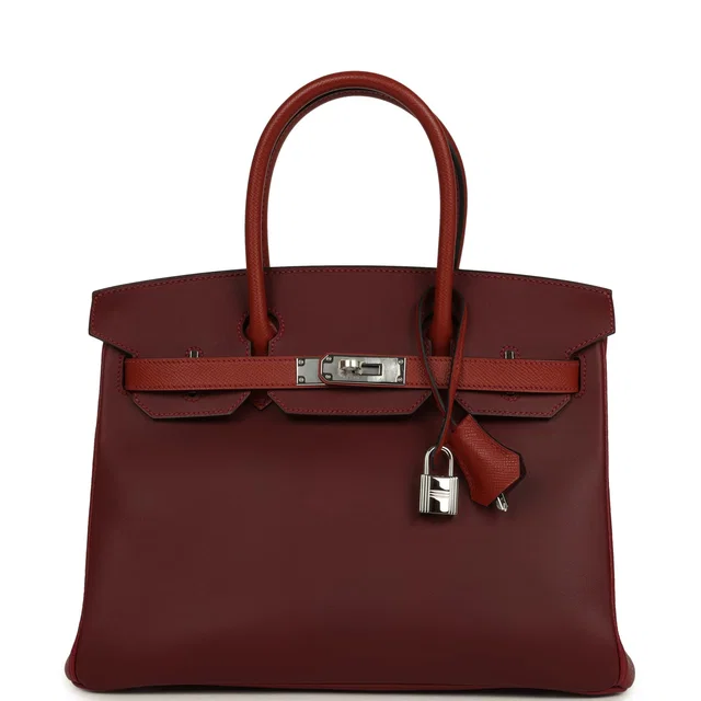 Hermès Birkin 30 Rouge H Sombrero, Epsom and Clemence Palladium Hardware in Burgundy Epsom leather from Madison Avenue Couture