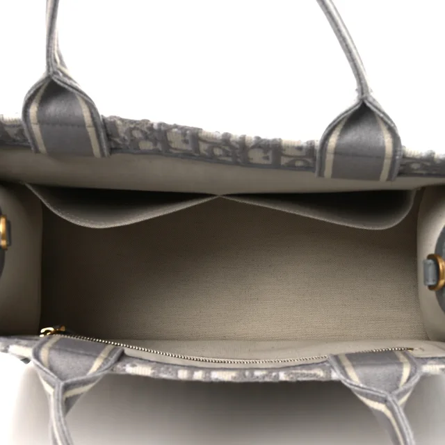 Dior Oblique Chambray Calfskin Medium Book Tote in Grey Calfskin from FASHIONPHILE, photo 5 of 12