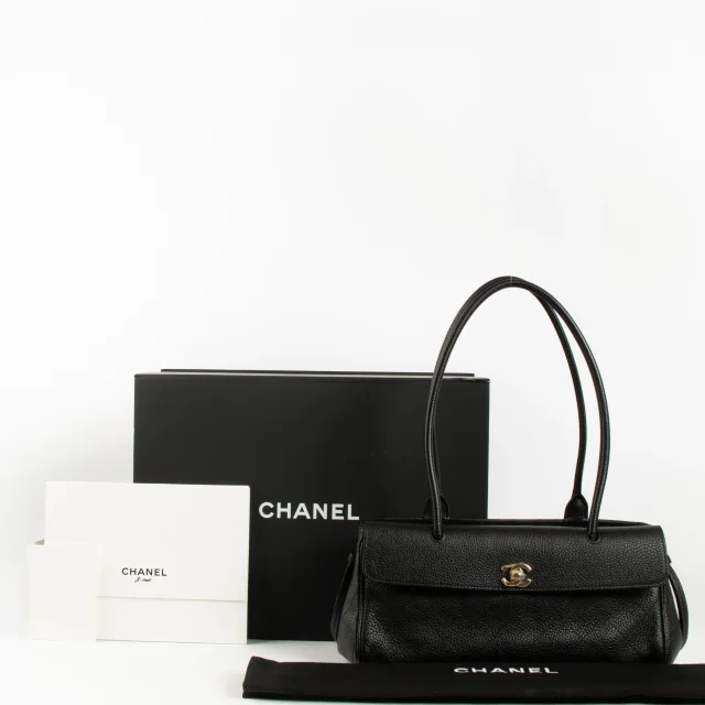Chanel 26S Black Grained Calfskin Small Urban Essential East West Shopping Tote Bag in Black Caviar leather from Labellov, photo 2 of 4