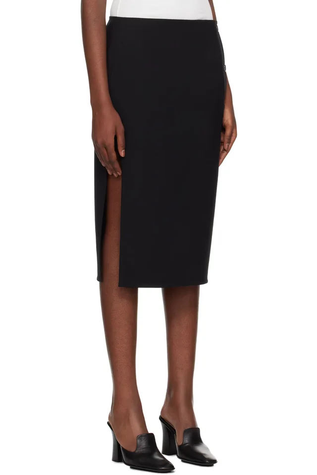 Courrèges Black Oblique Tailored Midi Skirt, photo 2 of 2 from SSENSE