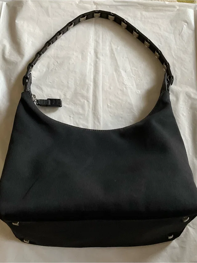Ferragamo Vara Black Canvas Chain Link Vintage Shoulder Bag in black Canvas from Poshmark, photo 1 of 1