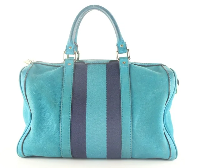 Gucci Teal Nubuck Leather Boston Bag Joy in Blue Suede from Bagriculture