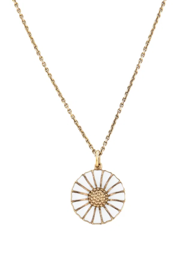 Georg Jensen Daisy Enamel Pendant Necklace, 18" in white from The RealReal