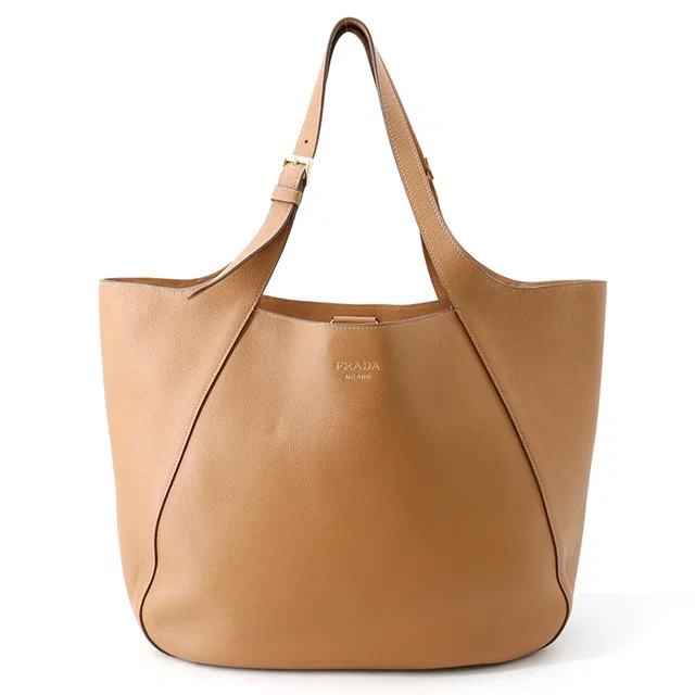 Prada Logo Tote Bag Brown2VG123 Leather in Leather from GALLERY RARE
