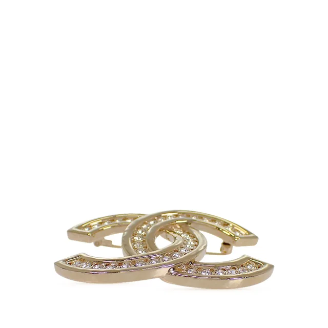 Gold Chanel CC Gold Plated Rhinestone Brooch in Gold from Designer Revival, photo 2 of 2