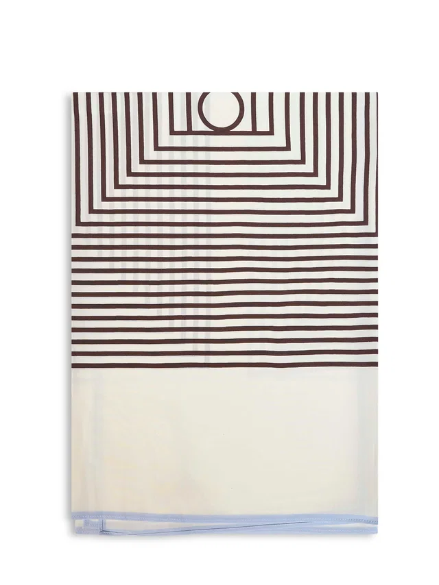 TOTEME Centered Monogram Striped Silk Scarf — Multicolor Scarfs in Multicolor Silk from HEWI