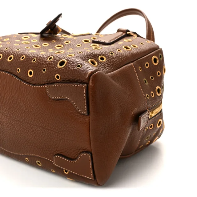 Prada Vitello Daino Grommet Satchel Bruciato in Calfskin from FASHIONPHILE, photo 10 of 11