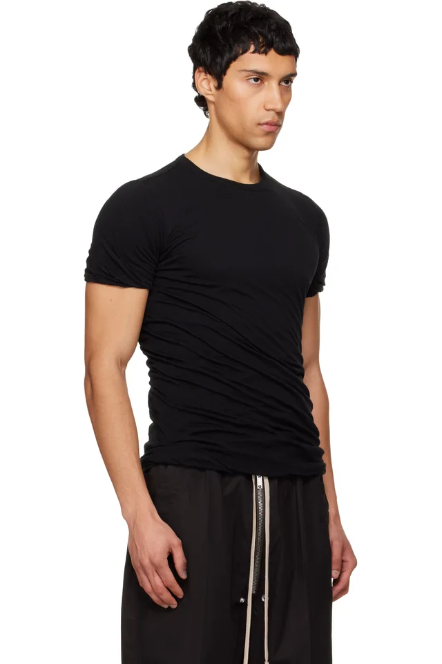 Rick Owens Black Temple Double T-shirt, photo 2 of 4 from SSENSE