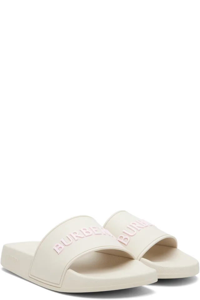 Burberry Beige Logo Slides, photo 4 of 5 from SSENSE