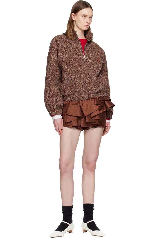 SHUSHU/TONG Brown Stand Neck Pullover Sweater, photo 4 of 4 from SSENSE