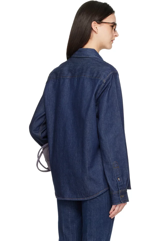 AMI Paris Blue Denim Cotton Ami de Coeur Shirt, photo 3 of 4 from SSENSE
