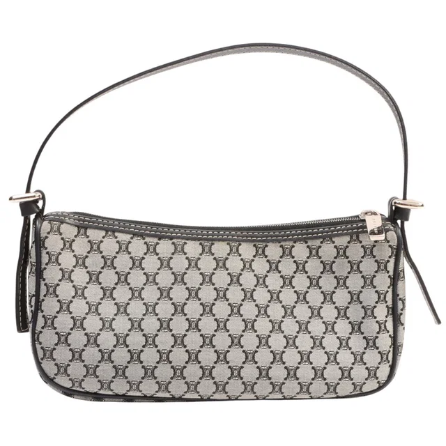 Celine Macadam Pattern Shoulder Bag, Gray in Grey Canvas from VINTAGE QOO TOKYO