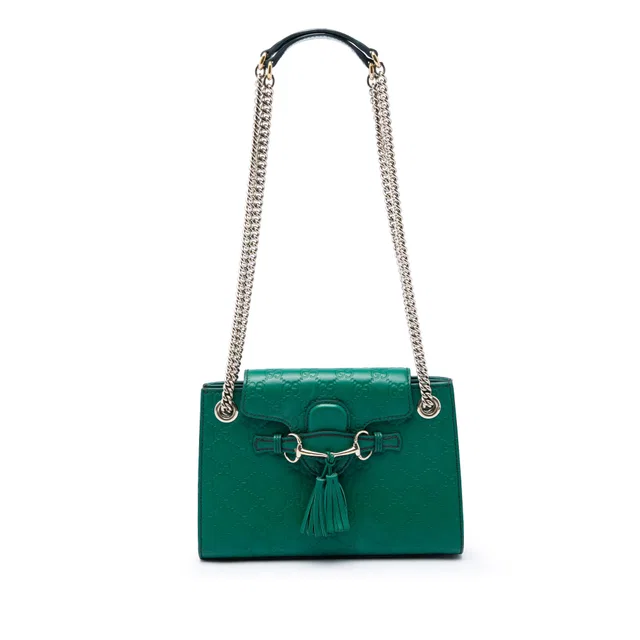 Green Gucci Small Guccissima Emily Shoulder Bag in Green Leather from Designer Revival, photo 1 of 1