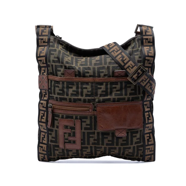 Brown Fendi Zucca Canvas FF Flat Messenger Bag in Brown Canvas from Designer Revival