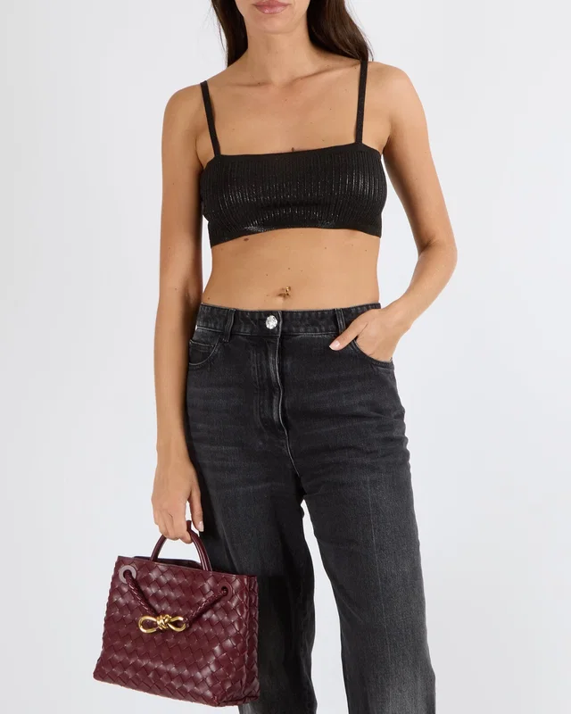 Prada Black Shimmery Ribbed Sleeveless Bralette Top Size IT 38 (UK 6) in Black from Sellier