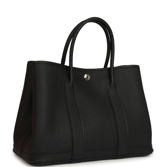 Hermès Garden Party 30 Black Negonda Palladium Hardware in Black Leather from Madison Avenue Couture, photo 2 of 2