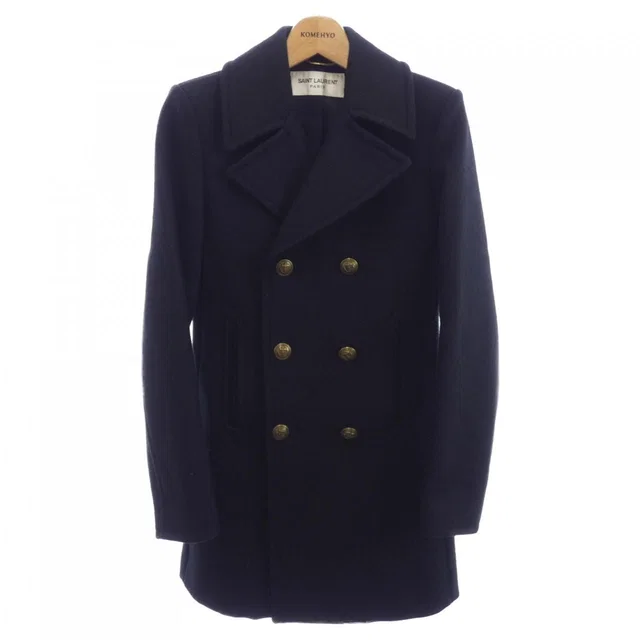 Saint Laurent Coat Black in Black from The Reluxe