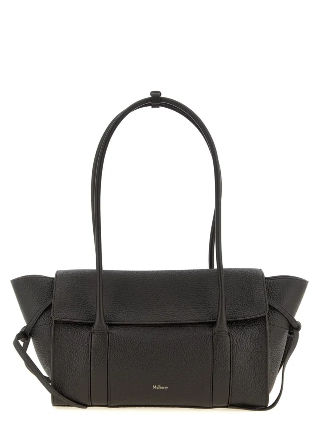 Mulberry Bayswater Shoulder Bag — Black Hammered Calf Leather in Black Calfskin from HEWI